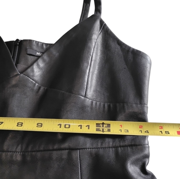 PEOLEO | Black Leather Look Mini Dress with Pockets | Size Medium - Picture 8 of 10